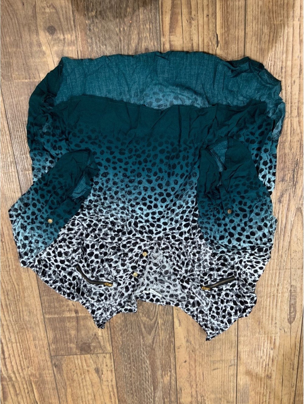 Cato Woman teal and black animal print blouse